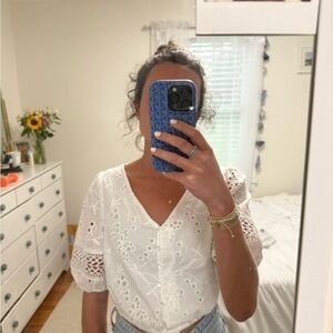 White Embroidered Women's Top